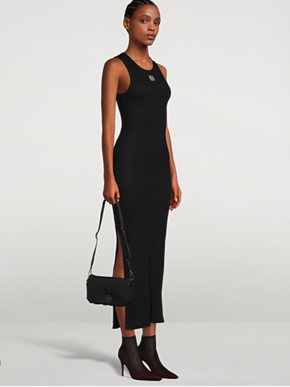 NEW LOEWE Anagram Ribbed Cotton Tank Maxi Dress Black Size S Luxury Minimalist - Picture 4 of 11
